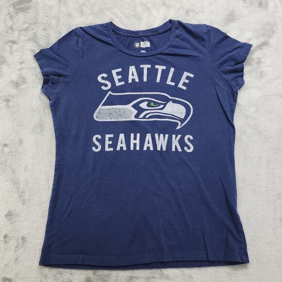 NFL Team Apparel Top Womens L Blue Seattle Seahawks Scoop Neck Tee Football - Picture 1 of 8